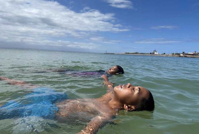 Swimming in the sea below the St Blaize Trail